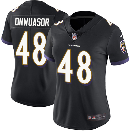 Women's Nike Baltimore Ravens #48 Patrick Onwuasor Black Alternate Vapor Untouchable Limited Player NFL Jersey