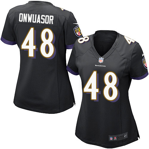 Women's Nike Baltimore Ravens #48 Patrick Onwuasor Game Black Alternate NFL Jersey