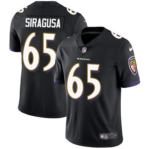 Men's Nike Baltimore Ravens #65 Nico Siragusa Black Alternate Vapor Untouchable Limited Player NFL Jersey