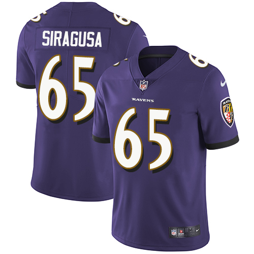 Youth Nike Baltimore Ravens #65 Nico Siragusa Purple Team Color Vapor Untouchable Elite Player NFL Jersey