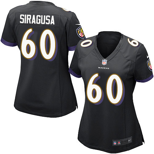 Women's Nike Baltimore Ravens #65 Nico Siragusa Game Black Alternate NFL Jersey