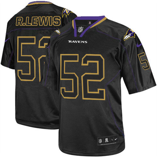 Men's Nike Baltimore Ravens #52 Ray Lewis Elite Lights Out Black NFL Jersey