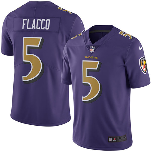 Men's Nike Baltimore Ravens #5 Joe Flacco Elite Purple Rush Vapor Untouchable NFL Jersey