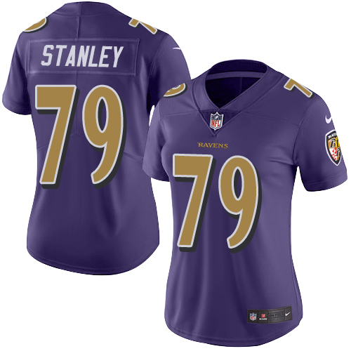 Women's Nike Baltimore Ravens #79 Ronnie Stanley Limited Purple Rush Vapor Untouchable NFL Jersey