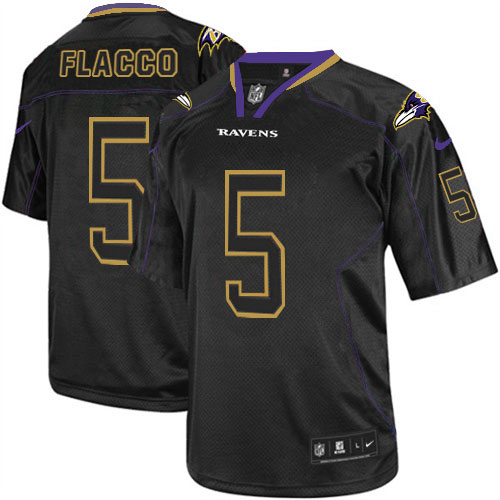 Youth Nike Baltimore Ravens #5 Joe Flacco Elite Lights Out Black NFL Jersey