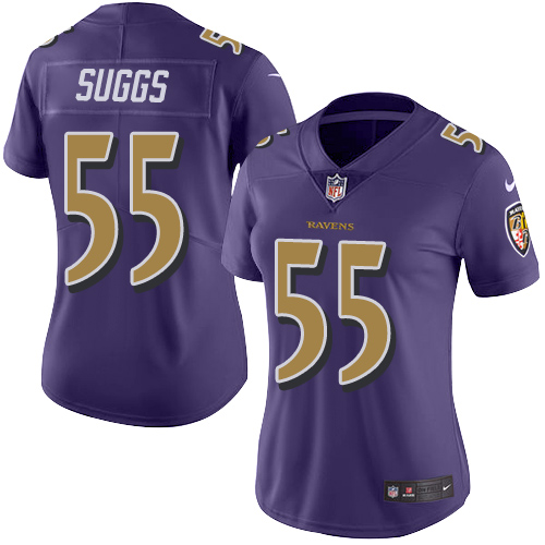 Women's Nike Baltimore Ravens #55 Terrell Suggs Limited Purple Rush Vapor Untouchable NFL Jersey