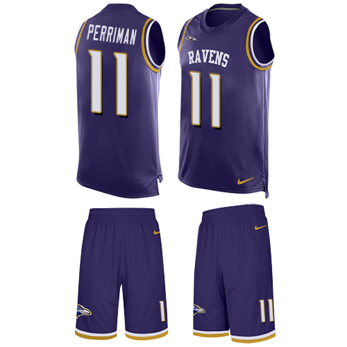 Men's Nike Baltimore Ravens #11 Breshad Perriman Limited Purple Tank Top Suit NFL Jersey