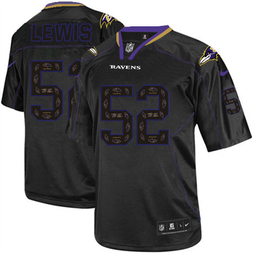 Men's Nike Baltimore Ravens #52 Ray Lewis Elite New Lights Out Black NFL Jersey