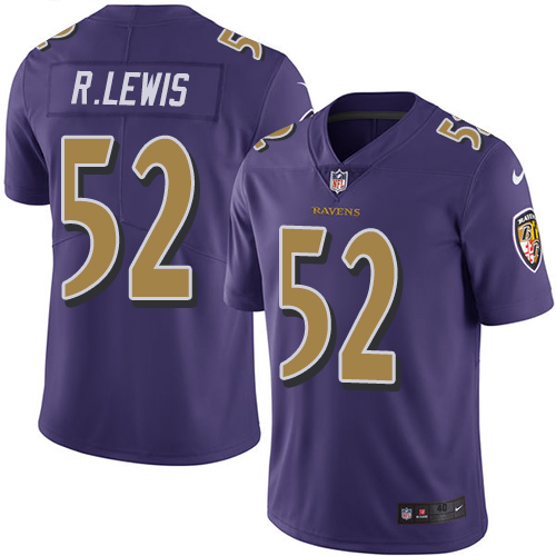 Men's Nike Baltimore Ravens #52 Ray Lewis Elite Purple Rush Vapor Untouchable NFL Jersey