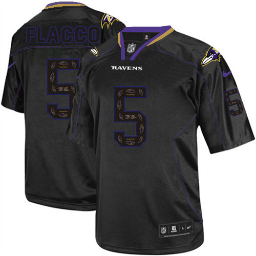 Men's Nike Baltimore Ravens #5 Joe Flacco Elite New Lights Out Black NFL Jersey