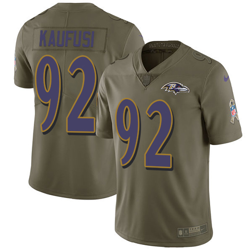 Youth Nike Baltimore Ravens #92 Bronson Kaufusi Limited Olive 2017 Salute to Service NFL Jersey