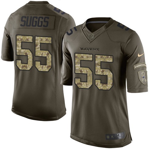 Men's Nike Baltimore Ravens #55 Terrell Suggs Elite Green Salute to Service NFL Jersey