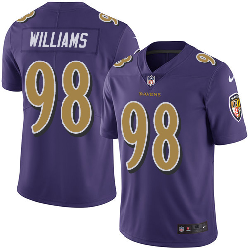 Men's Nike Baltimore Ravens #98 Brandon Williams Elite Purple Rush Vapor Untouchable NFL Jersey