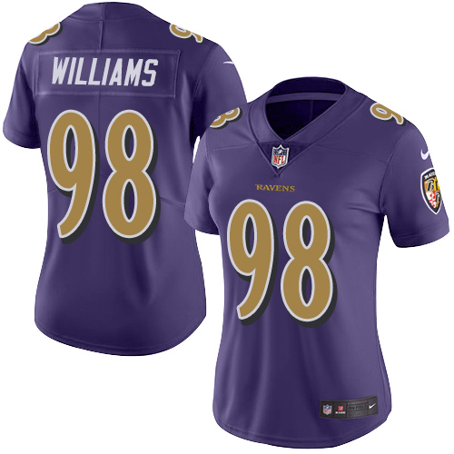 Women's Nike Baltimore Ravens #98 Brandon Williams Limited Purple Rush Vapor Untouchable NFL Jersey