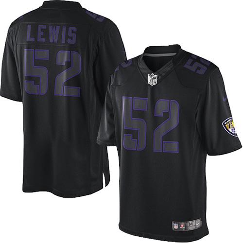 Men's Nike Baltimore Ravens #52 Ray Lewis Limited Black Impact NFL Jersey