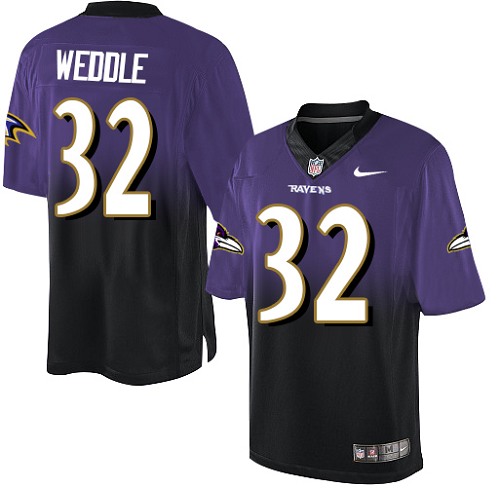 Men's Nike Baltimore Ravens #32 Eric Weddle Elite Purple/Black Fadeaway NFL Jersey