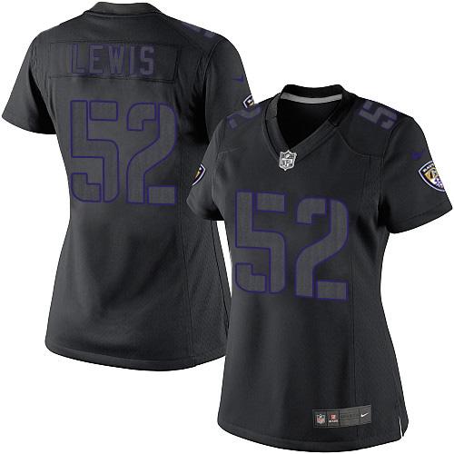 Women's Nike Baltimore Ravens #52 Ray Lewis Limited Black Impact NFL Jersey