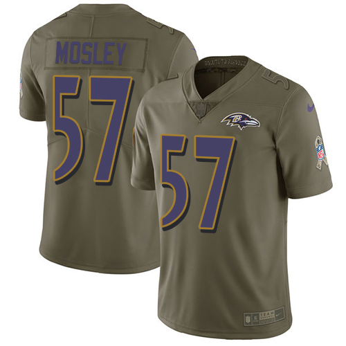 Men's Nike Baltimore Ravens #57 C.J. Mosley Limited Olive 2017 Salute to Service NFL Jersey