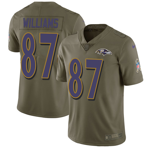 Youth Nike Baltimore Ravens #87 Maxx Williams Limited Olive 2017 Salute to Service NFL Jersey