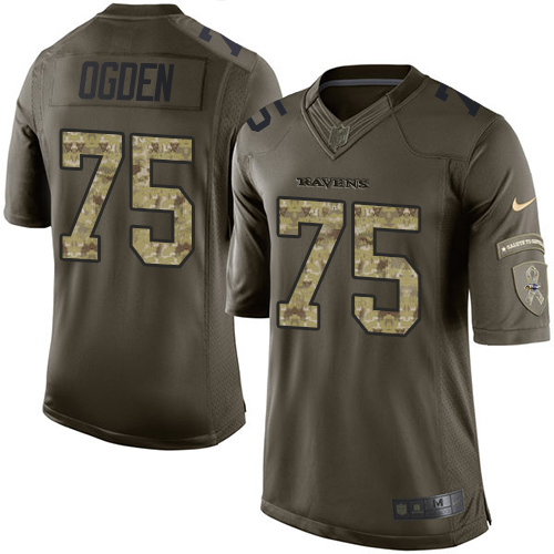 Men's Nike Baltimore Ravens #75 Jonathan Ogden Elite Green Salute to Service NFL Jersey