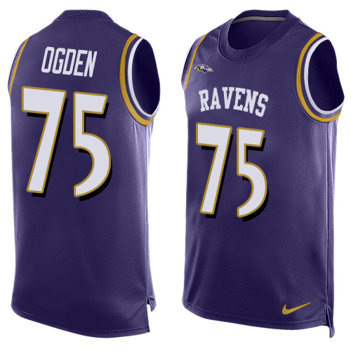 Men's Nike Baltimore Ravens #75 Jonathan Ogden Limited Purple Player Name & Number Tank Top NFL Jersey