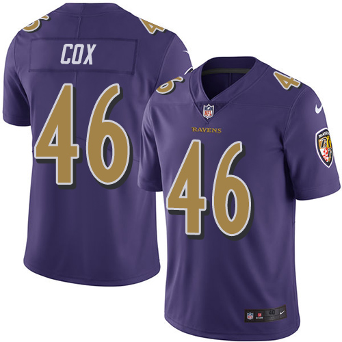 Men's Nike Baltimore Ravens #46 Morgan Cox Elite Purple Rush Vapor Untouchable NFL Jersey