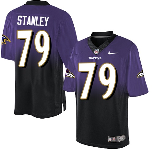 Men's Nike Baltimore Ravens #79 Ronnie Stanley Elite Purple/Black Fadeaway NFL Jersey