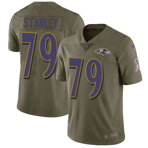 Youth Nike Baltimore Ravens #79 Ronnie Stanley Limited Olive 2017 Salute to Service NFL Jersey