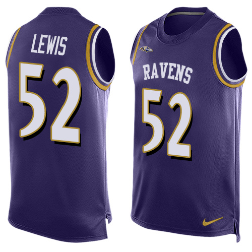Men's Nike Baltimore Ravens #52 Ray Lewis Limited Purple Player Name & Number Tank Top NFL Jersey