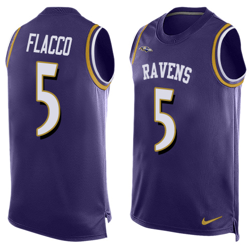 Men's Nike Baltimore Ravens #5 Joe Flacco Limited Purple Player Name & Number Tank Top NFL Jersey