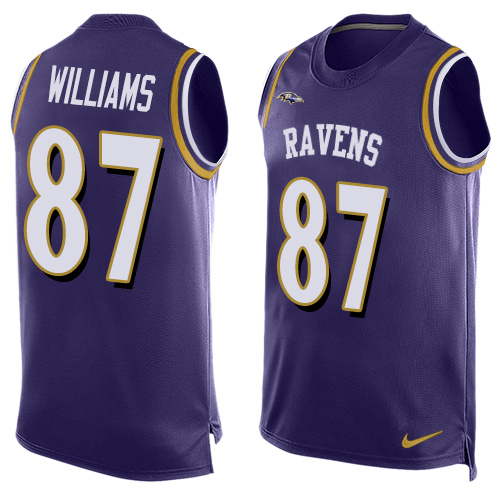 Men's Nike Baltimore Ravens #87 Maxx Williams Limited Purple Player Name & Number Tank Top NFL Jersey