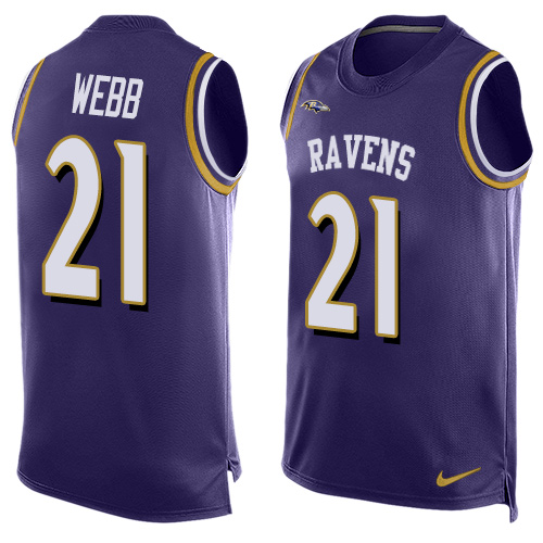 Men's Nike Baltimore Ravens #21 Lardarius Webb Limited Purple Player Name & Number Tank Top NFL Jersey