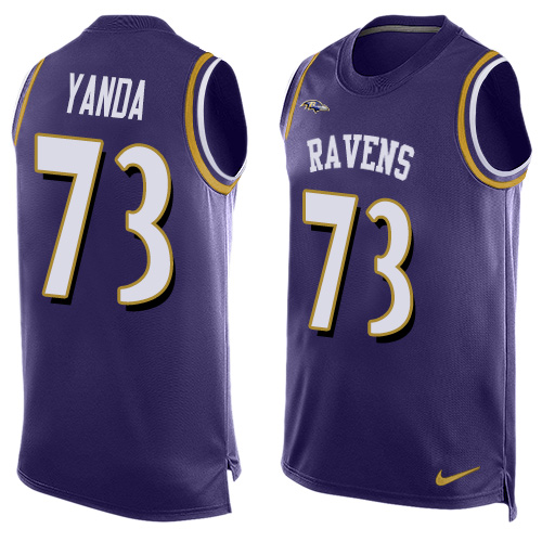 Men's Nike Baltimore Ravens #73 Marshal Yanda Limited Purple Player Name & Number Tank Top NFL Jersey