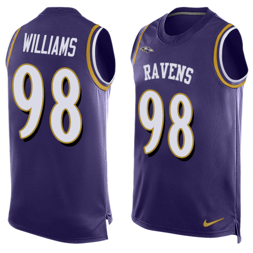 Men's Nike Baltimore Ravens #98 Brandon Williams Limited Purple Player Name & Number Tank Top NFL Jersey