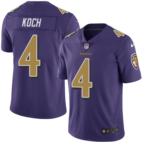 Men's Nike Baltimore Ravens #4 Sam Koch Elite Purple Rush Vapor Untouchable NFL Jersey