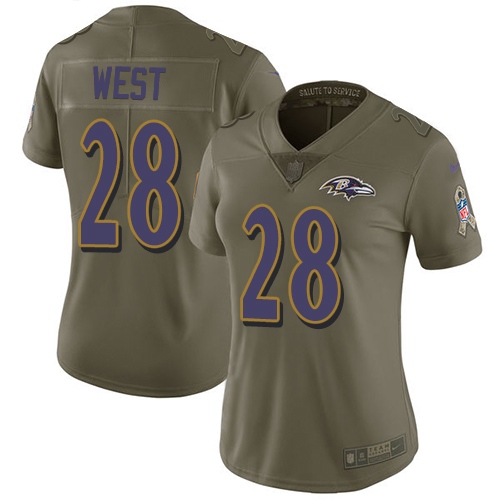 Women's Nike Baltimore Ravens #28 Terrance West Limited Olive 2017 Salute to Service NFL Jersey