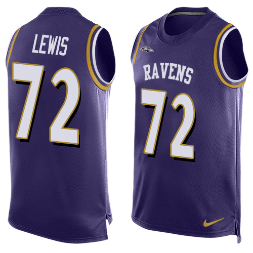 Men's Nike Baltimore Ravens #72 Alex Lewis Limited Purple Player Name & Number Tank Top NFL Jersey