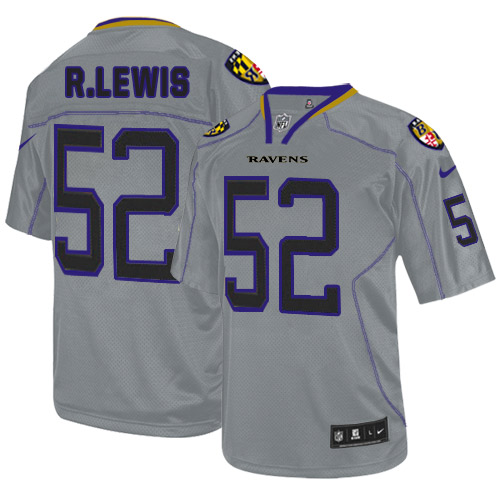Men's Nike Baltimore Ravens #52 Ray Lewis Elite Lights Out Grey NFL Jersey