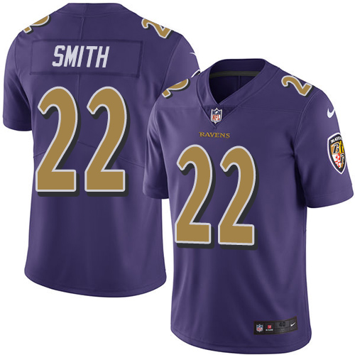 Men's Nike Baltimore Ravens #22 Jimmy Smith Elite Purple Rush Vapor Untouchable NFL Jersey