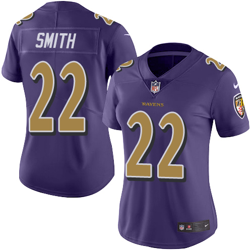 Women's Nike Baltimore Ravens #22 Jimmy Smith Limited Purple Rush Vapor Untouchable NFL Jersey
