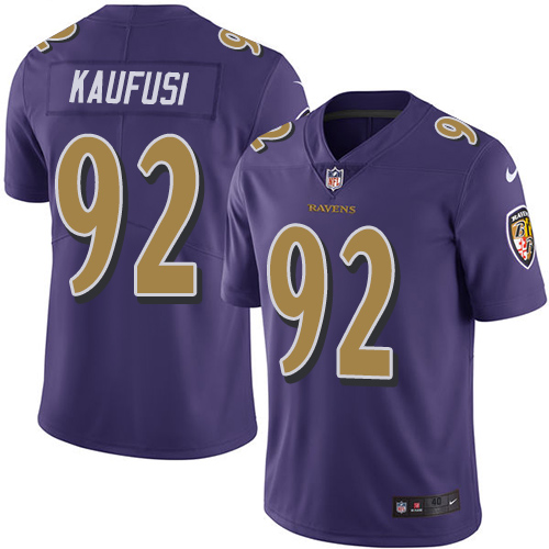 Men's Nike Baltimore Ravens #92 Bronson Kaufusi Elite Purple Rush Vapor Untouchable NFL Jersey