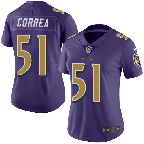 Women's Nike Baltimore Ravens #51 Kamalei Correa Limited Purple Rush Vapor Untouchable NFL Jersey