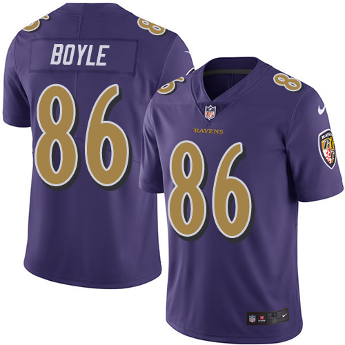 Men's Nike Baltimore Ravens #86 Nick Boyle Elite Purple Rush Vapor Untouchable NFL Jersey