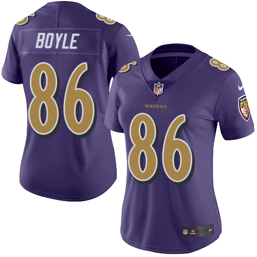 Women's Nike Baltimore Ravens #86 Nick Boyle Limited Purple Rush Vapor Untouchable NFL Jersey
