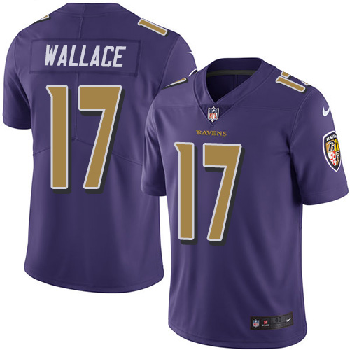 Men's Nike Baltimore Ravens #17 Mike Wallace Elite Purple Rush Vapor Untouchable NFL Jersey