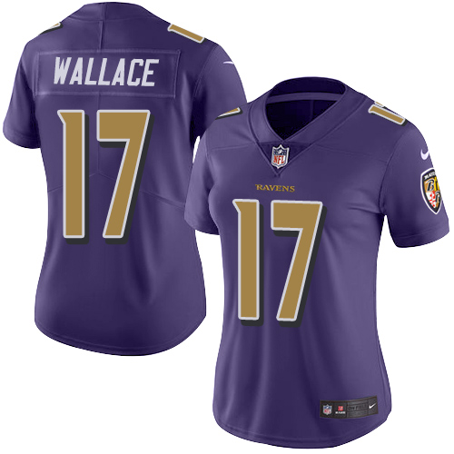 Women's Nike Baltimore Ravens #17 Mike Wallace Limited Purple Rush Vapor Untouchable NFL Jersey