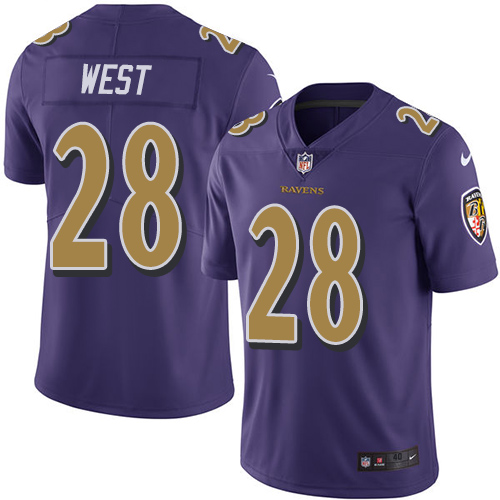 Men's Nike Baltimore Ravens #28 Terrance West Elite Purple Rush Vapor Untouchable NFL Jersey