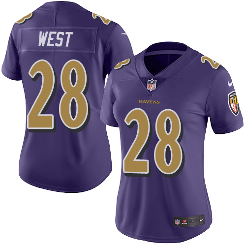 Women's Nike Baltimore Ravens #28 Terrance West Limited Purple Rush Vapor Untouchable NFL Jersey