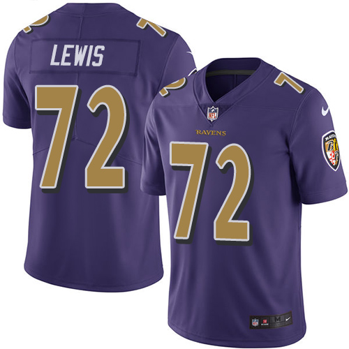 Men's Nike Baltimore Ravens #72 Alex Lewis Limited Purple Rush Vapor Untouchable NFL Jersey