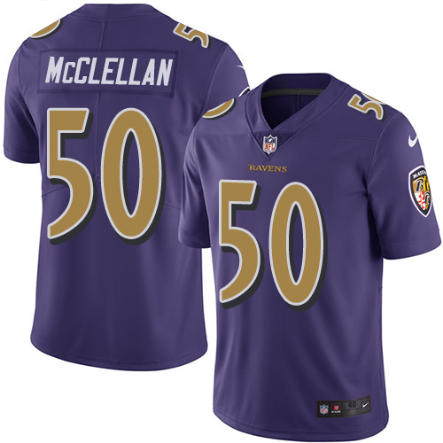 Men's Nike Baltimore Ravens #50 Albert McClellan Elite Purple Rush Vapor Untouchable NFL Jersey